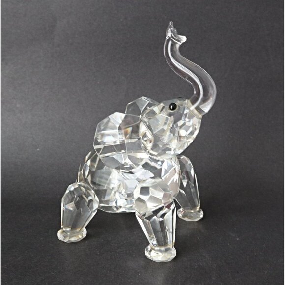 Vintage Lead Crystal Elephant Figurine Trunk Up Paperweight - Picture 5 of 7